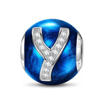 Letter Y Tarnish-resistant Silver Charms With Enamel In White Gold Plated