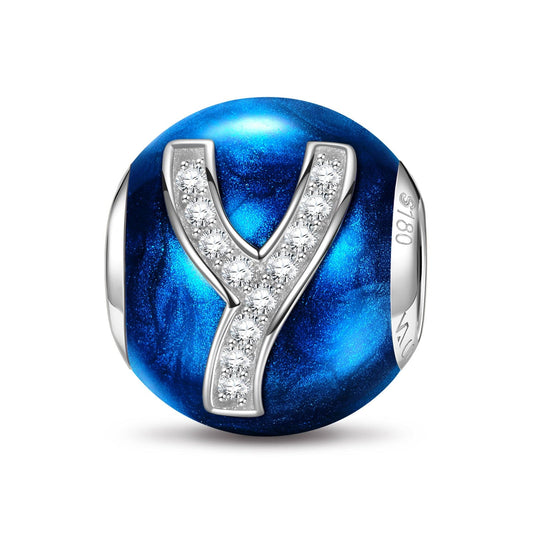 gon- Letter Y Tarnish-resistant Silver Charms With Enamel In White Gold Plated