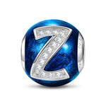 Letter Z Tarnish-resistant Silver Charms With Enamel In White Gold Plated