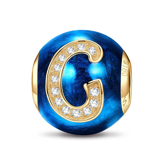 gon- Letter G Tarnish-resistant Silver Charms With Enamel In 14K Gold Plated
