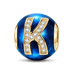 Letter K Tarnish-resistant Silver Charms With Enamel In 14K Gold Plated