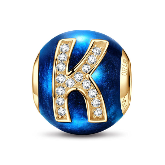 gon- Letter K Tarnish-resistant Silver Charms With Enamel In 14K Gold Plated