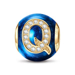 Letter Q Tarnish-resistant Silver Charms With Enamel In 14K Gold Plated