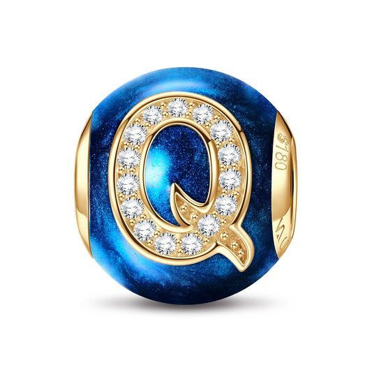 gon- Letter Q Tarnish-resistant Silver Charms With Enamel In 14K Gold Plated