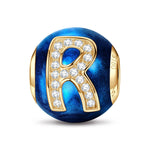 Letter R Tarnish-resistant Silver Charms With Enamel In 14K Gold Plated