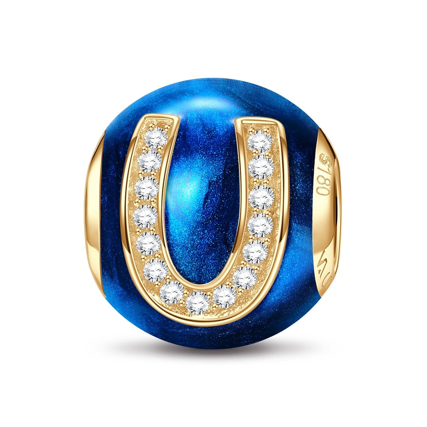 Letter U Tarnish-resistant Silver Charms With Enamel In 14K Gold Plated