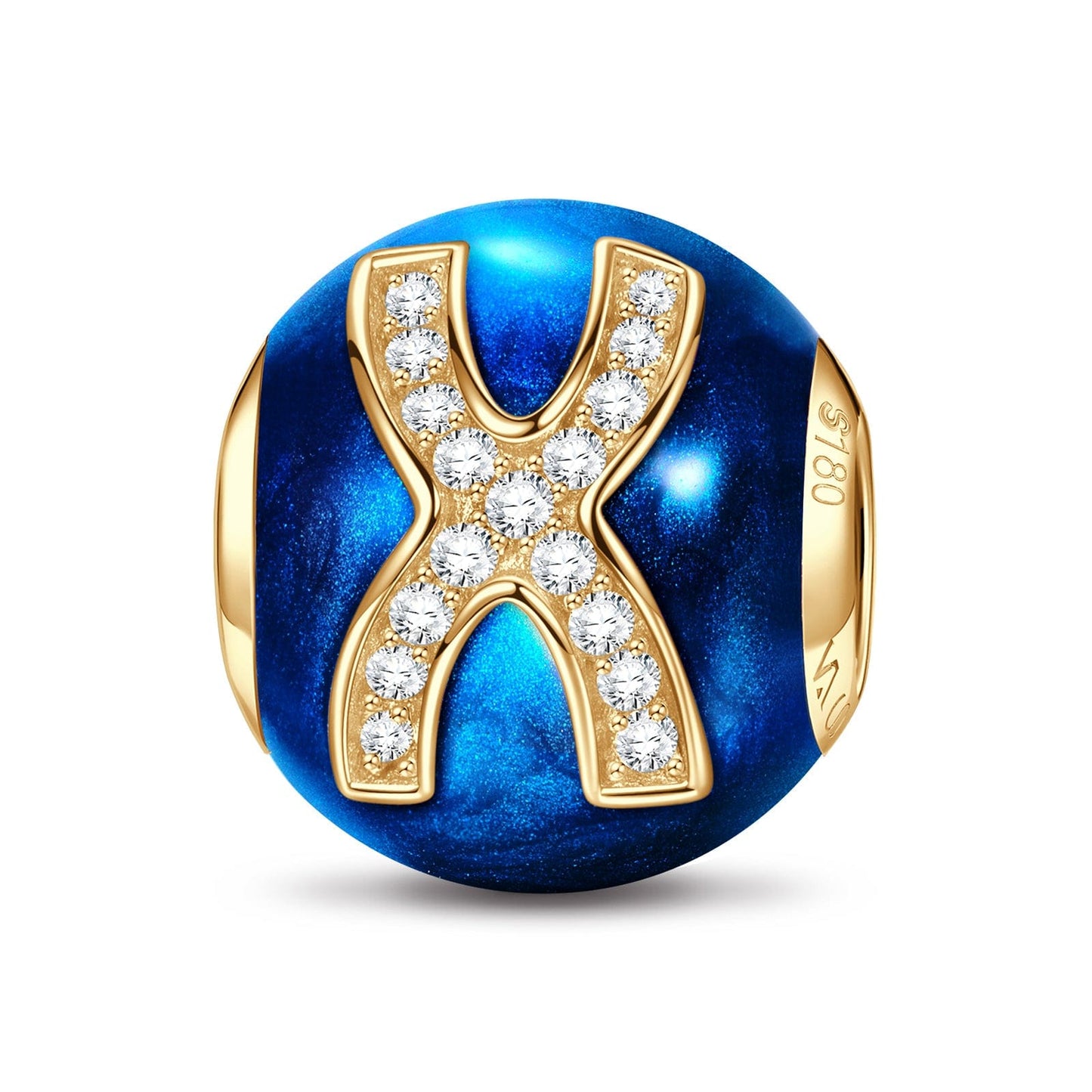 Letter X Tarnish-resistant Silver Charms With Enamel In 14K Gold Plated