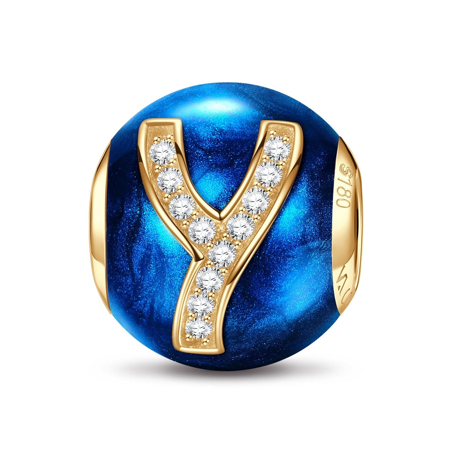 Letter Y Tarnish-resistant Silver Charms With Enamel In 14K Gold Plated