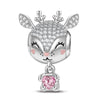 Baby Reindeer Tarnish-resistant Silver Animal Dangle Charms With Enamel In White Gold Plated - Heartful Hugs Collection