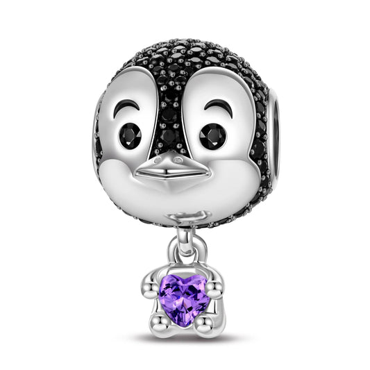 gon- Baby Penguin Tarnish-resistant Silver Animal Charms With Enamel In White Gold Plated - Heartful Hugs Collection
