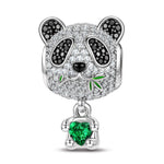 Love Hug Panda Tarnish-resistant Silver Animal Charms With Enamel In White Gold Plated - Heartful Hugs Collection
