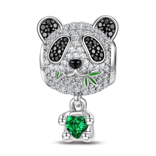 gon- Love Hug Panda Tarnish-resistant Silver Animal Charms With Enamel In White Gold Plated - Heartful Hugs Collection