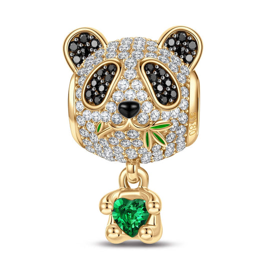 gon- Love Hug Panda Tarnish-resistant Silver Animal Charms With Enamel In 14K Gold Plated - Heartful Hugs Collection