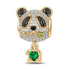 Love Hug Panda Tarnish-resistant Silver Animal Dangle Charms With Enamel In 14K Gold Plated - Heartful Hugs Collection