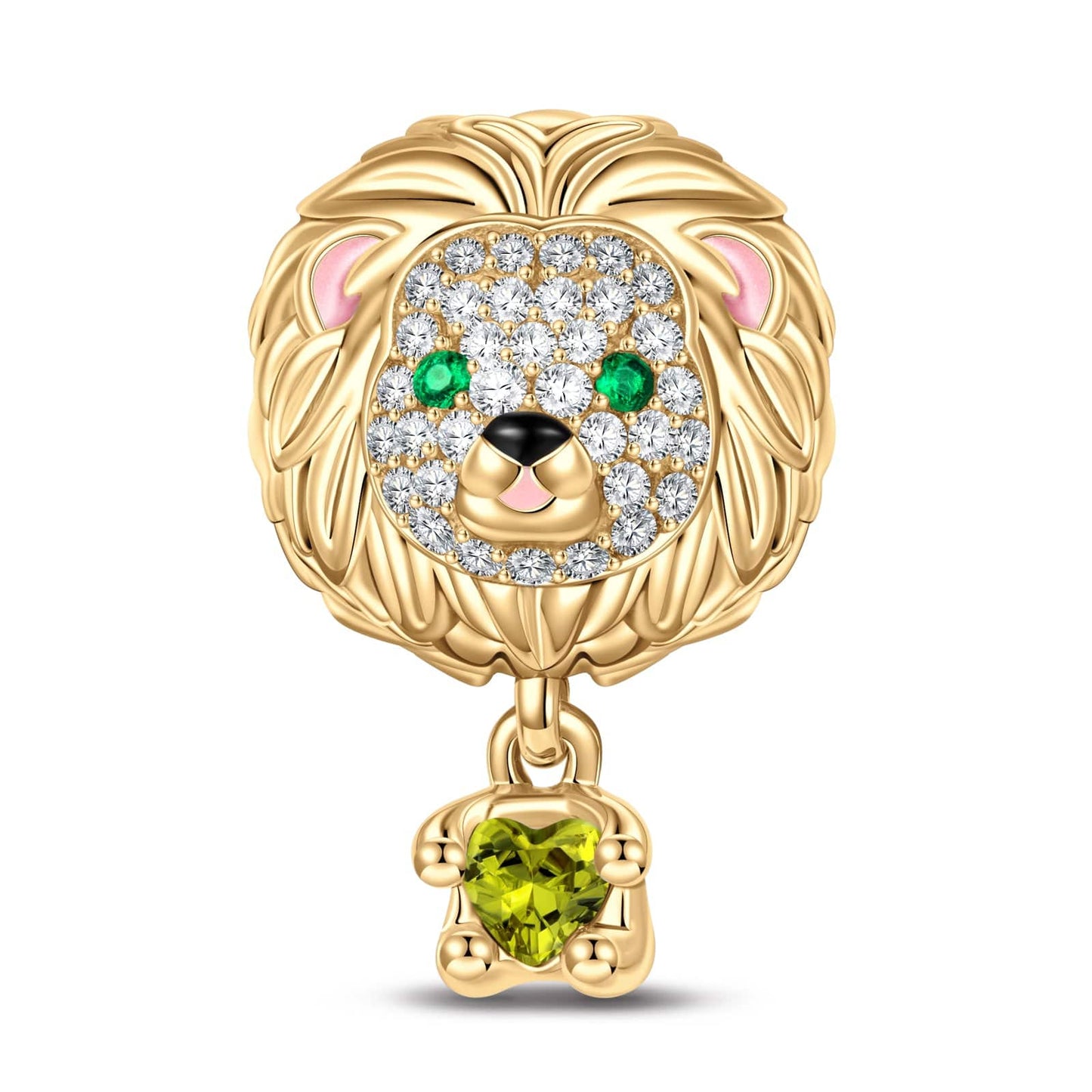 Love Hug Lion Tarnish-resistant Silver Animal Charms With Enamel In 14K Gold Plated - Heartful Hugs Collection