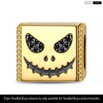 Evil Smile Tarnish-resistant Silver Rectangular Charms In 14K Gold Plated