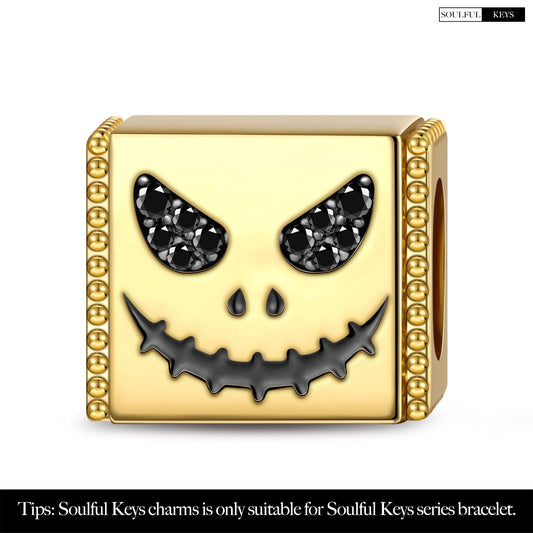 gon- Evil Smile Tarnish-resistant Silver Rectangular Charms With Enamel In 14K Gold Plated