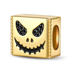 Evil Smile Tarnish-resistant Silver Rectangular Charms With Enamel In 14K Gold Plated