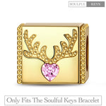 Reindeer Tarnish-resistant Silver Rectangular Charms In 14K Gold Plated