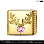 Reindeer Tarnish-resistant Silver Rectangular Charms In 14K Gold Plated
