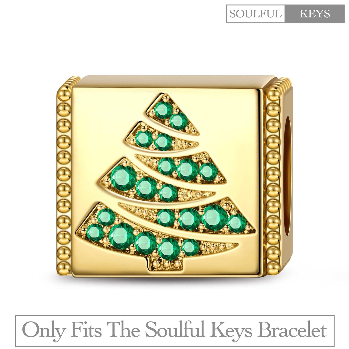 Christmas Tree Tarnish-resistant Silver Rectangular Charms In 14K Gold Plated