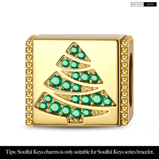 gon- Christmas Tree Tarnish-resistant Silver Rectangular Charms In 14K Gold Plated