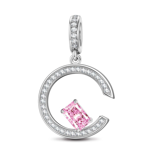 gon- Fancy Pink Skylight Sparkle Tarnish-resistant Silver Charms In White Gold Plated