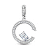 Diamond White Skylight Sparkle Tarnish-resistant Silver Dangle Charms In White Gold Plated