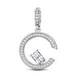 Diamond White Skylight Sparkle Tarnish-resistant Silver Charms In White Gold Plated