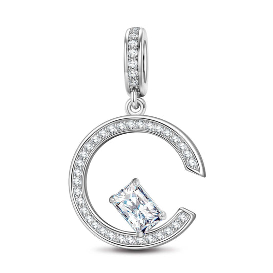 gon- Diamond White Skylight Sparkle Tarnish-resistant Silver Charms In White Gold Plated