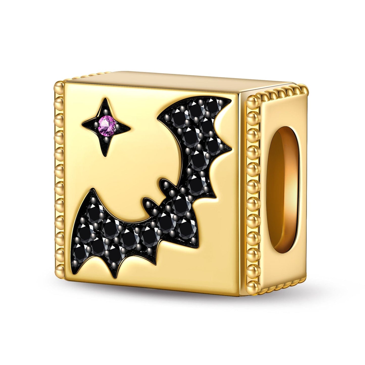 Flapping Bat Tarnish-resistant Silver Rectangular Charms In 14K Gold Plated