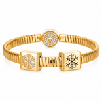 Snowflake Tarnish-resistant Silver Rectangular Charms In 14K Gold Plated