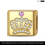 Crown Tarnish-resistant Silver Rectangular Charms In 14K Gold Plated