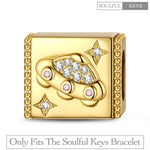 Spaceship Tarnish-resistant Silver Rectangular Charms In 14K Gold Plated