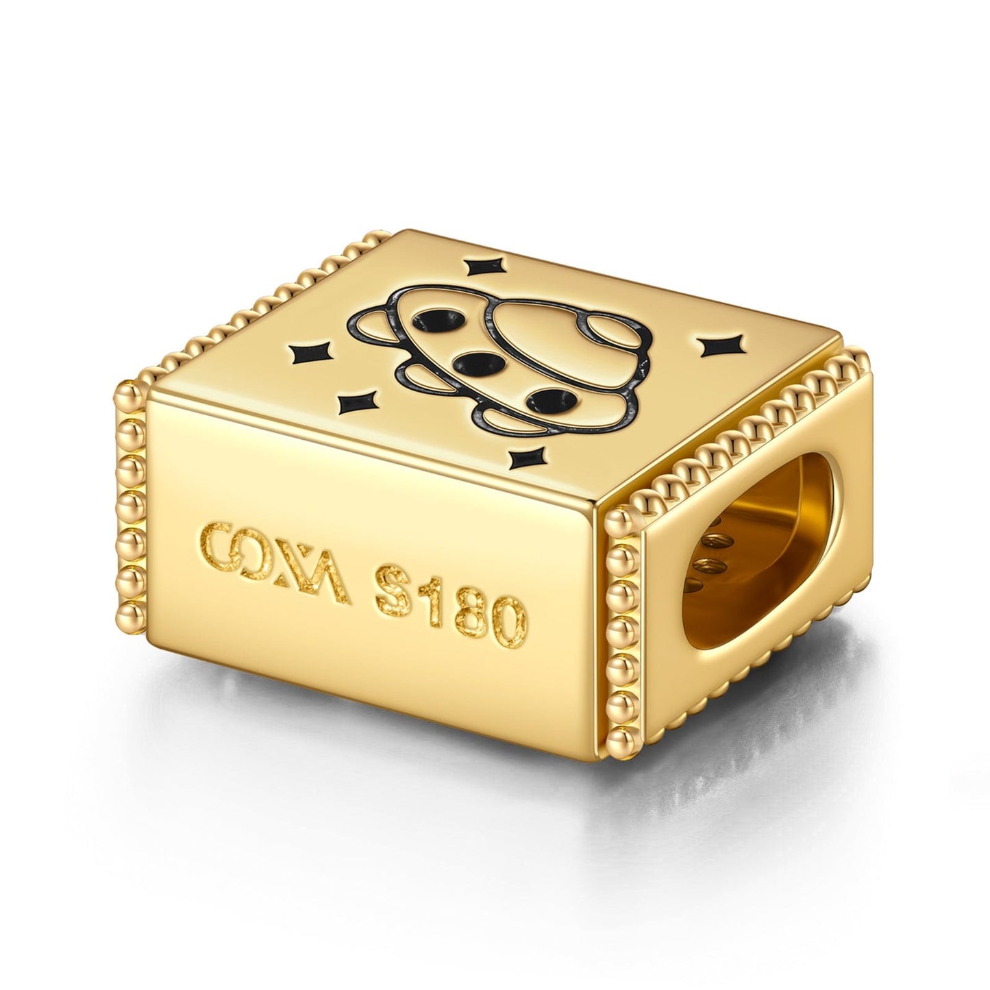 Spaceship Tarnish-resistant Silver Rectangular Charms In 14K Gold Plated