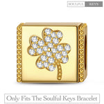 A Four-Leaf Clover Tarnish-resistant Silver Rectangular Charms In 14K Gold Plated