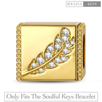 Feather Tarnish-resistant Silver Rectangular Charms In 14K Gold Plated