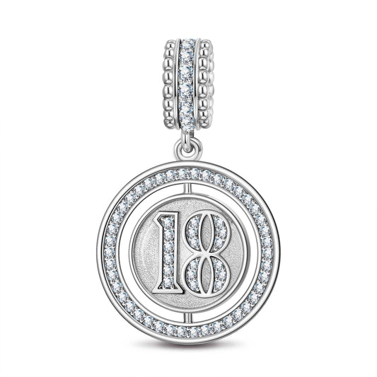 gon- Number 18 Tarnish-resistant Silver Charms In White Gold Plated