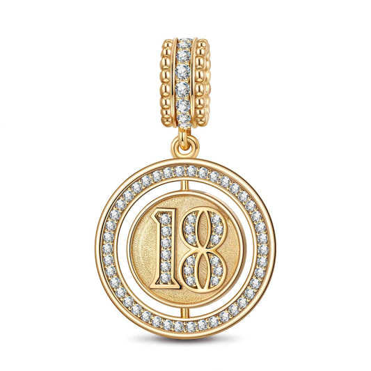 gon- Number 18 Tarnish-resistant Silver Charms in 14K Gold Plated