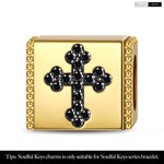 Cross Tarnish-resistant Silver Rectangular Charms In 14K Gold Plated
