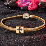 Cross Tarnish-resistant Silver Rectangular Charms In 14K Gold Plated