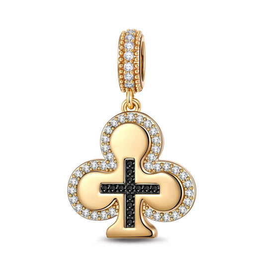 gon- Black Cross in the Spades Tarnish-resistant Silver Charms In 14K Gold Plated