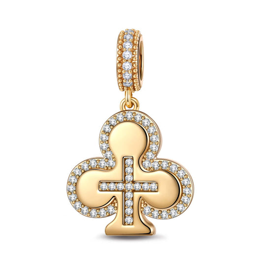 gon- White Cross in the Spades Tarnish-resistant Silver Charms In 14K Gold Plated