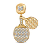 Table Tennis Tarnish-resistant Silver Charms In 14K Gold Plated