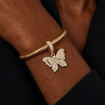 Butterfly Tarnish-resistant Silver Animal Dangle Charms In 14K Gold Plated