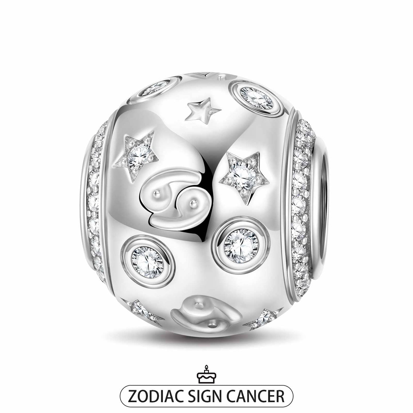 Cancer Tarnish-resistant Silver Constellation Charms In White Gold Plated