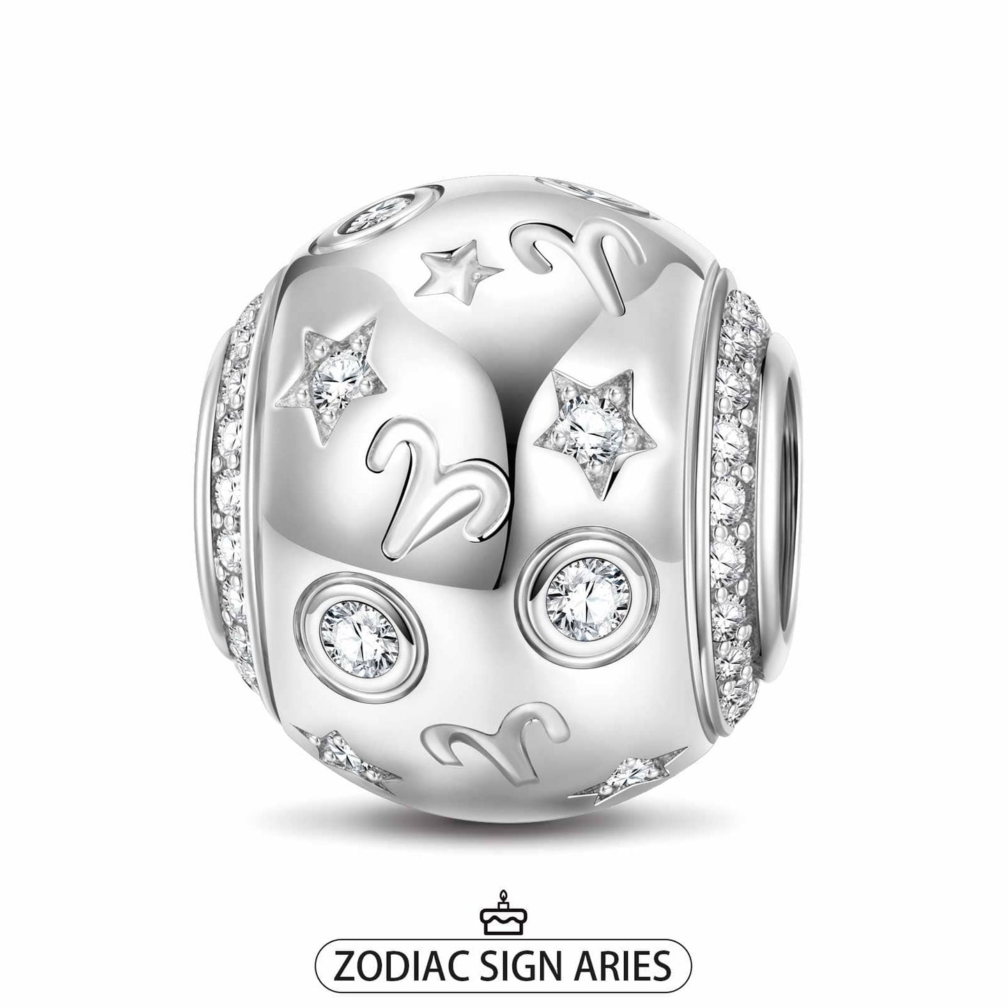 Aries Tarnish-resistant Silver Constellation Charms In White Gold Plated