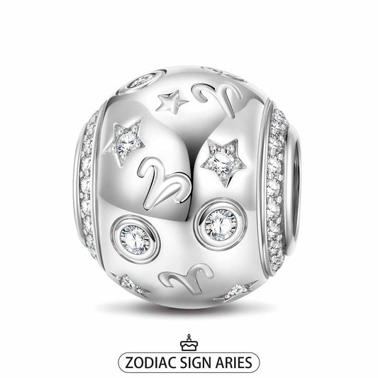 gon- Aries Tarnish-resistant Silver Constellation Charms In White Gold Plated