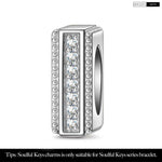 Tarnish-resistant Silver Rectangular Charms Clips In White Gold Plated
