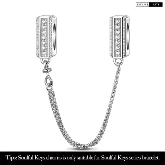 gon- Tarnish-resistant Silver Rectangular Charms Clips Safety Chain In White Gold Plated